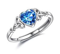 JeweBella Anelli Donna Argento 925 Regolabili Anello Cuore Pietra di Nascita Anello Fidanzamento Anello Fedine Nuziali Anelli Matrimonio Anelli Promessa Regalo di Anniversario con Confezione Regalo