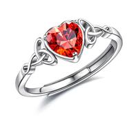 JeweBella Anelli Donna Argento 925 Regolabili Anello Cuore Pietra di Nascita Anello Fidanzamento Anello Fedine Nuziali Anelli Matrimonio Anelli Promessa Regalo di Anniversario con Confezione Regalo