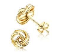 JeweBella Orecchini a Lobo Oro per Donna: Nodo d'Amore, Argento Sterling 925, Oro Placcato 14K, Anallergici, 10 mm, 20 G, Regalo Perfetto per le Donna e le Ragazze