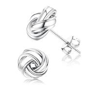 JeweBella Orecchini a Lobo Oro per Donna Ragazze Placcato 14K Argento Sterling 925 Ago Orecchini Nodo d'Amore Anallergici Oro/Argento