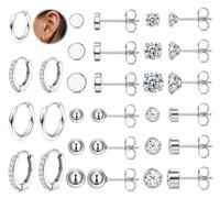 JeweBella Orecchini Acciaio Chirurgico Donna Piccoli a Cerchio Argento Set Opale Zirconia per Piercing Multipli Anallergici Cartilagine Orecchio per Donna Uomo