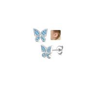 JeweBella Orecchini Bambina Argento 925 Anallergici Orecchini Farfalline Carino Orecchini Piccolo Gioielli Bambina Ragazza Set Orecchini Ragazza Donna Rosa/Viola/Blu/Multicolore