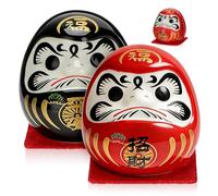 JEWEDECO 2 Pezzi Bambole Durama Giapponesi in Ceramica Miniature per Decorazione e Gioco, Design Unico e Piccolo per Festa in Famiglia o Decorazione Esterna