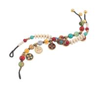 JEWEDECO 2 Pezzi Braccialetti Etnici da Donna Perline di Pietra e Filo di Cera, Set Versatile Artigianale Stile Vintage Cinese per Uscite Casual e Vacanze