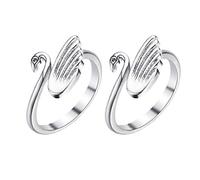 JEWEDECO 2pezzi Anello per Maglia a Forma di Cigno in Rame Argento, Resistente alla Ruggine per Progetti di Quilting e Decorazione Elegante