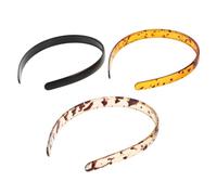 JEWEDECO 3 Pezzi Wide Plastic Headband For Women Tortoise Shell Hard Hairband With Short Teeth Comb Flexible Non-slip Retro Hair Hoop For Short Hair Styling