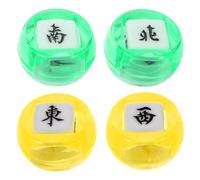 JEWEDECO 4 Dadi Mahjong Direzione Vento in Plastica Colorata, Accessorio Leggero e Portatile per American Mahjong, 4 Pezzi Rotondi per Giochi da Tavolo e Viaggi