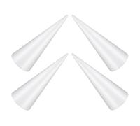 JEWEDECO 4 Pezzi Coni in Schiuma Bianca 25cm Leggeri e Morbidi al Tocco per Decorazioni Tavoli e Allestimenti Matrimoniali Artigianato Creativo