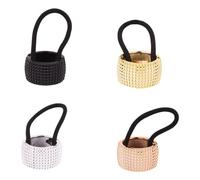 JEWEDECO 4 pezzi Polsini Elastici per Coda di Cavallo Fasce Sottili per Capelli in Colori Nero Lucido Rosa Oro Oro Chiaro Argento Accessori Capelli Donna per Fermare la Coda o Chignon