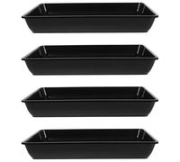 JEWEDECO 4 Pezzi Vassoio Antigoccia per Vaso in Pp Nero Rettangolare | Piante in Vaso, Design Semplice, Raccoglie Terriccio Caduto, Uso Quotidiano su Tappeti
