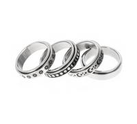 JEWEDECO 4pezzi Fidget Per Uomo e Donna Anelli Rotanti Con Design Di e Fiore Anelli Promessa Per Matrimonio e Di Compleanno Anti-stress e Decompressione