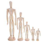 JEWEDECO 5 Pezzi Modello di Studio della Figura in Legno con Articolazioni Precise e Supporto Stabile, Manichino Articolato per Disegno e Decorazione Artistica da Tavolo