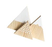JEWEDECO Addobbi Triangolari in Legno Bianco 3 Pezzi Decorazione per Casa e Ufficio Stile Semplice Montagna Innevata Ornamentale