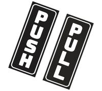 JEWEDECO Adesivi per Porta Pull Push in Pvc Nero, Set 1, Design Creativo e Testo Chiaro, per Negozi e Ristoranti, Targhette Adesive Rettangolari per Apertura Porta