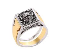 JEWEDECO Anello Gotico Da Uomo Con Scomparto Segreto Vintage in Inossidabile Anello Leone Inciso Stile Punk Con Scatola Porta Gioielli Per Feste