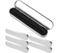 JEWEDECO Astuccio Porta Penne in Latta Argento 6 Pezzi Coperchio a Cerniera, Organizer per Matite e Pennarelli Resistente per Scuola e Ufficio