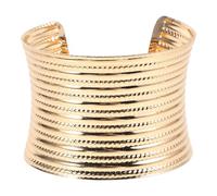 JEWEDECO Bracciale Aperto Donna C Shape in Ferro con Design a Strisce Testurizzate, Fascia Larga, Accessorio Versatile e Facile da Indossare per Ogni Occasione