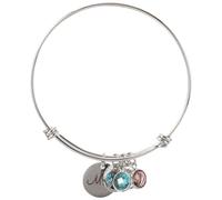 JEWEDECO Bracciale in Lega Argento, Design Unico e Resistente alla Ruggine della Mamma con Pietre di Nascita per Occasioni Speciali