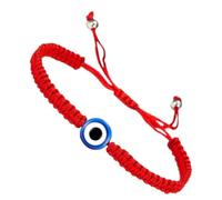 JEWEDECO Bracciale Malocchio Intrecciato Mano Regolabile con Occhio Blu e Perle Rosso Fortuna Unisex