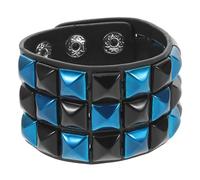 JEWEDECO Bracciale Polsiera Ampia in Pelle Sintetica Borchie Quadrate Punk Multicolore per Uomo e Donna, Accessorio per Occasioni Casual e Riding