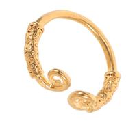 JEWEDECO Bracciale Rigido Design Unico e Sofisticato in Rame Giallo Dettagli Incisi Intricati Stile Minimalista Versatile Anello Avvolgente Regolabile per Dito per Donna e Uomo