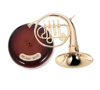 JEWEDECO Carillon Classico a Carica Manuale a Forma di Corno, Scatola Musicale in ABS Vintage per Decorazione da Scrivania, Regalo Compleanno Musica Melodica Rotante