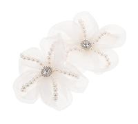 JEWEDECO Ciondoli Decorativi per Scarpe da Sposa in Organza e Perla Artificiale, Fiore a Cinque Petali Leggero e Resistente per Matrimonio e Ufficio,