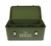 JEWEDECO Contenitore per Sementi da Giardino con Coperchio e Manico | Struttura in Ferro, Chiusura Sicura, Spazi Multifunzione, per Casa e Orto, Dimensioni 33,50x18,50x12,50cm