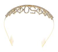 JEWEDECO Corona Tiara Oro con Strass per Donna e Ragazze Corona Compleanno 50 Anni con Pettine e Stabile per Festa di Compleanno e Celebrazioni