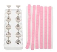 JEWEDECO Espositore per Nail Art in Acrilico con Base Rettangolare Opaca Set Supporto per Esercitazioni Unghie con 10 Magneti Argento e 96 Pezzi Argilla Rosa per Pratica Manicure in