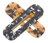 JEWEDECO Fermagli per Chioma da Donna e Ragazze Clip Duckbill in Acrilico Multicolore Set 2 Pezzi Design Quadrato Nero e Leopardo Accessori per Chioma e Styling Quotidiano