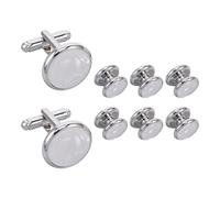 JEWEDECO Gemelli da Uomo Stile Francese in Conchiglia Rotondi per Camicie Eleganti, Set 1 Pezzo Chiusura Facile per Occasioni Formali e Cerimonie