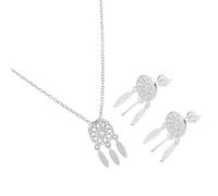 JEWEDECO Gioielli Donna con Collana e Orecchini Pendenti Forma di Acchiappasogni con Pendente Piuma Elegante Parure per Festa Compleanno e Regalo per Amiche e Familiari