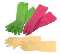 JEWEDECO Guanti Impermeabili da Cucina a Manica Lunga, Guanti Spessi in Lattice Resistente per Lavare Piatti e Pulizie Domestiche, Set da 3 Paia Colori Assortiti per Casa e Colore Casuale