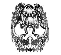 JEWEDECO Maschera Mezza Faccia in Metallo e Acrilico Nero Design Scheletro, Leggera e Creativa per Feste in Maschera e Occasioni di Travestimento Eleganti