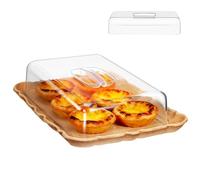 JEWEDECO Piatto Rettangolare per Torta con Coperchio in Acrilico Trasparente Vassoio da Portata per Dessert e Antipasti Copertura Alimenti per Cucina Ristorante e Buffet Protezione