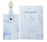 JEWEDECO Portapassaporto Unisex in Pelle PU Marmorizzata Viola Etichette per Valigie e Organizer Documenti da Viaggio Leggero e Resistente per Viaggiatore