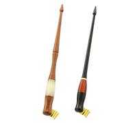 JEWEDECO Portapenne Obliquo in Legno con Flangia in Ottone Rimovibile Set da 2 Pezzi per Calligrafia Inglese e Disegno Manga Accessori per Penne da Immersione Ergonomici e Portatili per