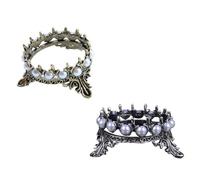 JEWEDECO Portapenne Supporto Decorativo e Pratico 2 Pezzi per Nail Art Corona Classica in Lega e Sfere Raffinato per Pennelli da Manicure
