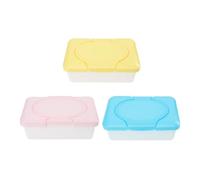 JEWEDECO Scatola Porta Salviette Umidificate da Viaggio in Plastico Leggero e Portatile, Set 3 Pezzi Design Semplice, per Culla e Tavolo da Pranzo Colore Casuale