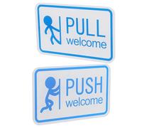 JEWEDECO Segnaletica Adesiva Push-pull in Acrilico Blu 2 Pezzi per Porte in Vetro, Cartelli Autoadesivi Spinta e Trazione per Ufficio, Negozi e Ristoranti