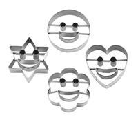 JEWEDECO Set 4 Stampi per Biscotti in Acciaio Inox 4 Forme Sorriso, Tagliabiscotti in Metallo per Impasto, Utensile da Cucina per Biscotti Fai da Te e Decorazioni Casalinghe