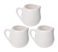 JEWEDECO Set da 3 Mini Brocche per Latte in Ceramica Bianca da 100ml con Beccuccio Antigoccia e Manico Ergonomico, per Servire Panna e Salse in Cucina