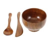 JEWEDECO Set da 3 Pezzi per Maschere Viso in Legno Ciotola per Miscelazione, Spatola e Bastoncino Applicatore per Uso Domestico e Saloni di Bellezza, Materiali Sicuri la Riutilizzabile