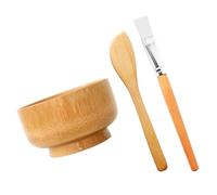 JEWEDECO Set Kit per Maschera Viso con Ciotola in Legno, Pennello e Spatola in Materiale Sintetico, Portatile e Delicato sulla Pelle, per Viaggio e Uso Quotidiano Colore Colore Casuale