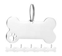 JEWEDECO Targhette Identificative per Cani e Gatti 6 Pezzi in Acciaio Inox 40x20x1mm Design Osso e Zampa Resistenti ai Graffi per Collari Animali Piccoli e Cuccioli Personalizzabili