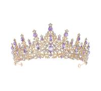 JEWEDECO Tiara da Sposa Piccola Strass Viola Corona e Diadema per Ragazza e Donna Accessorio Chioma per Matrimonio Festa e Cerimonia Elegante
