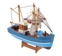 JEWEDECO Veliero in Legno Artigianale Blu, Decorazione Marina Mediterranea Rustica per Studio e Centrotavola di Laurea