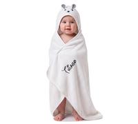 Jeweidea Accappatoio con Cappuccio Personalizzato con Nome Asciugamano da Bagno con Animali per Neonati, Bambino e Bambina, Regalo Neonata Femmina Nascita Bimba，Bianco