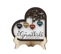 Jeweidea Albero Della Vita Personalizzato in Legno con Incisione di 1-10 Nomi e Testo Decorazione da Cornice Famiglia per Casa Regalo per Famiglia Natale Festa della mamma (Nomi 4)